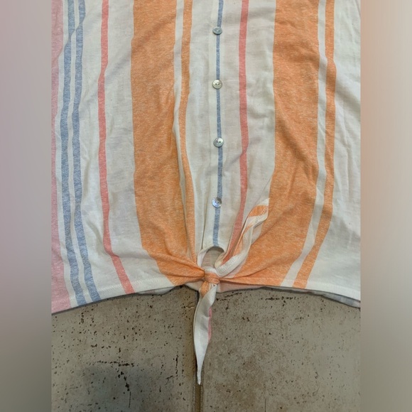 MySTYLE Striped Tie-Front Top 1X - Picture 4 of 6